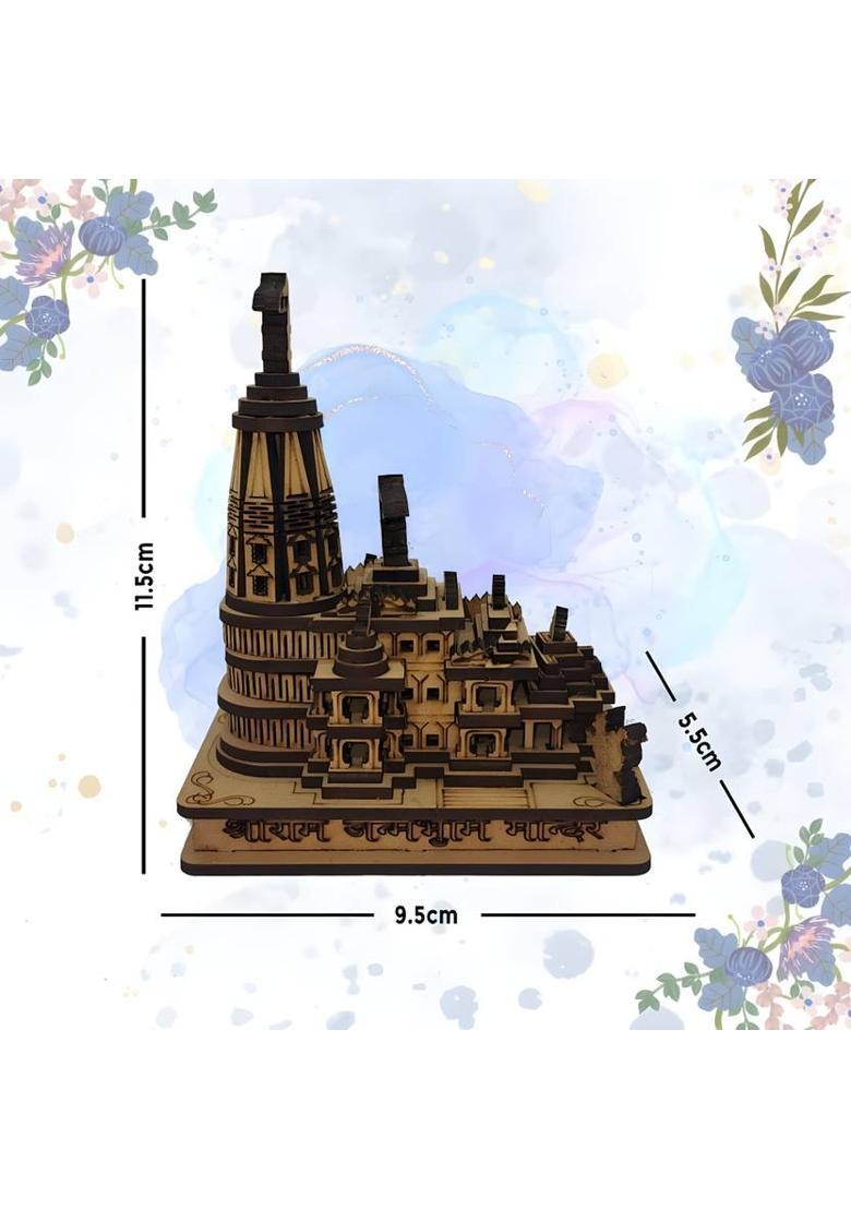 pawanputra creations Ram Mandir Ayodhya 3D Model Wooden Temple Decorative Showpiece - 16 cm&nbsp;&nbsp;(Wood, Brown) - Indya