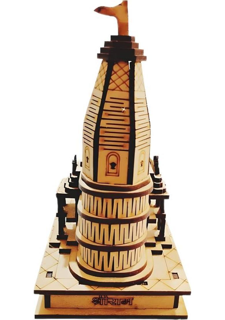pawanputra creations Ram Mandir Ayodhya 3D Model Wooden Temple Decorative Showpiece - 16 cm&nbsp;&nbsp;(Wood, Brown) - Indya