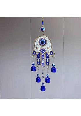 advik mart Evil Eye Hamsa Hand Wall Hanging Protection Decor for Home, Office & Car Decorative Showpiece - 30 cm&nbsp;&nbsp;(Metal, Blue)