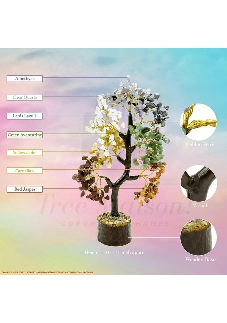 TREEMAISON Vastu Crystal Seven Chakra Tree (300 BEADS) Crystal Tree Showpiece/ Vastu Remedy Decorative Showpiece - 26 cm&nbsp;&nbsp;(Crystal, Multicolor) - Indya
