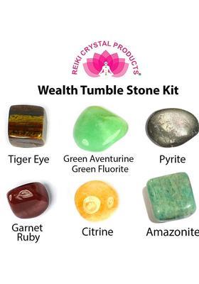 REIKI CRYSTAL PRODUCTS Wealth Crystal Tumble Stone Set Decorative Showpiece - 20 cm&nbsp;&nbsp;(Crystal, Stone, Multicolor)