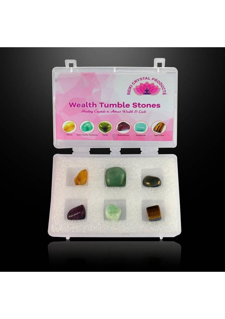 REIKI CRYSTAL PRODUCTS Wealth Crystal Tumble Stone Set Decorative Showpiece - 20 cm&nbsp;&nbsp;(Crystal, Stone, Multicolor) - Indya