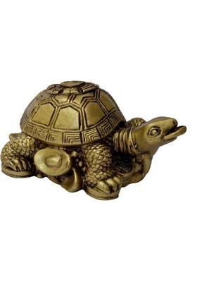 Vastu Art Vastu / Feng Shui / Ying Yang King Tortoise For Good Luck And Prosperity Decorative Showpiece - 5 cm&nbsp;&nbsp;(Polyresin, Gold)