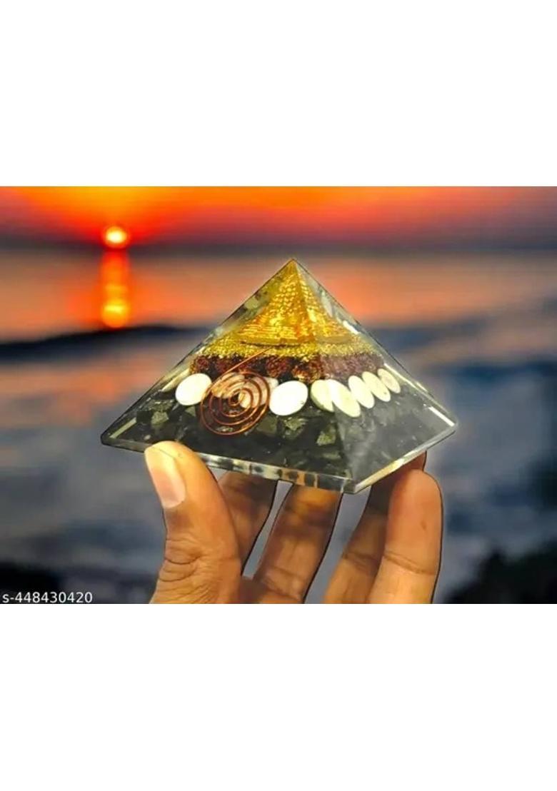 Yash ECommerce Store Pyrite pyramid with showpiece decoration crystal Decorative Showpiece - 8 cm&nbsp;&nbsp;(Glass, Multicolor) - Indya