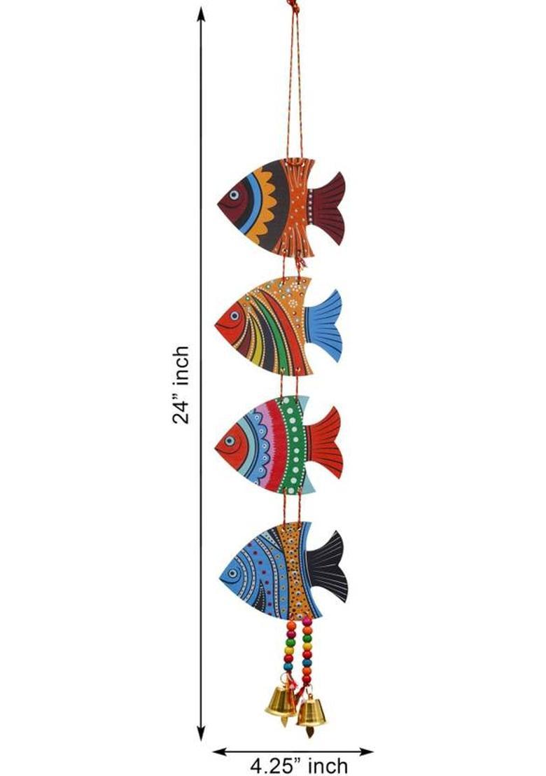 Sohibe Fish Handmade Main Door Latkan For Garden Decorative Wall Hanging Decorative Showpiece - 47 cm&nbsp;&nbsp;(Wood, Multicolor) - Indya