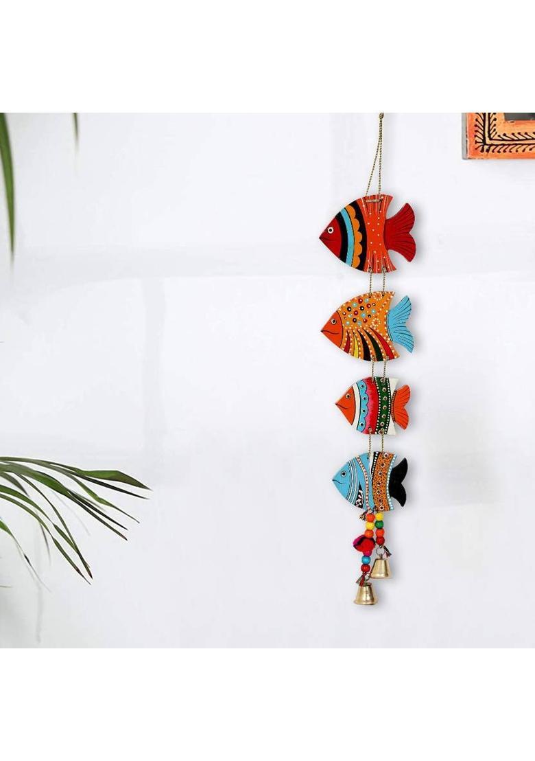 Sohibe Fish Handmade Main Door Latkan For Garden Decorative Wall Hanging Decorative Showpiece - 47 cm&nbsp;&nbsp;(Wood, Multicolor) - Indya