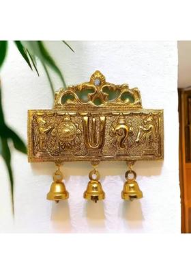 DVM Tirupati Door Hanging Shankh Chakra Namah Latkan Vishnu Shank Chakra Tilak Decorative Showpiece - 15 cm&nbsp;&nbsp;(Brass, Gold)