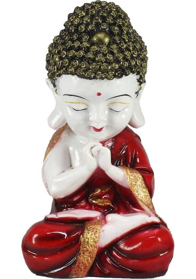 eCraftIndia eCraftIndia Red Child Monk Figurine Decorative Showpiece - 20 cm (Polyresin, Red) Decorative Showpiece - 20 cm&nbsp;&nbsp;(Polyresin, Multicolor) - Indya