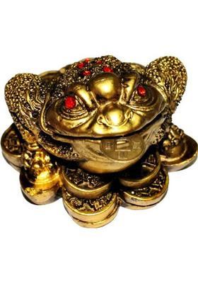 7 Ocean feng shui three leg frog Decorative Showpiece - 4 cm&nbsp;&nbsp;(Polyresin, Gold)