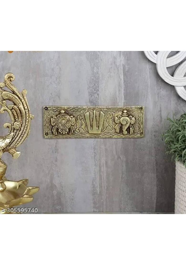 DVM Tirupati Door Hanging Shankh Chakra Tilak Namah Decorative Showpiece - 6 cm&nbsp;&nbsp;(Brass, Gold) - Indya