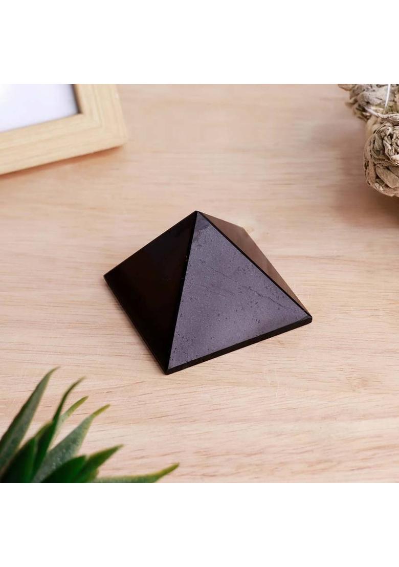Shubhanjali Black Tourmaline Crystal Stone Pyramid for Vastu Positive Energy Healing 5-10 Gm Decorative Showpiece - 2 cm&nbsp;&nbsp;(Crystal, Stone, Black) - Indya