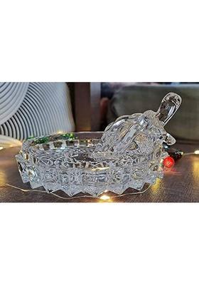 XTOUCH Vastu Feng Shui Crystal Turtle Tortoise with Plate for Good Luck Showpiece Decorative Showpiece - 9 cm&nbsp;&nbsp;(Glass, Clear)