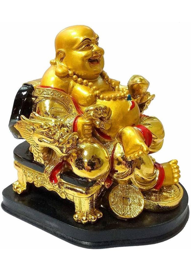 Ripe India Exclusive Feng Shui Lucky Laughing Buddha Decorative Showpiece - 7 cm&nbsp;&nbsp;(Polyresin, Multicolor) - Indya