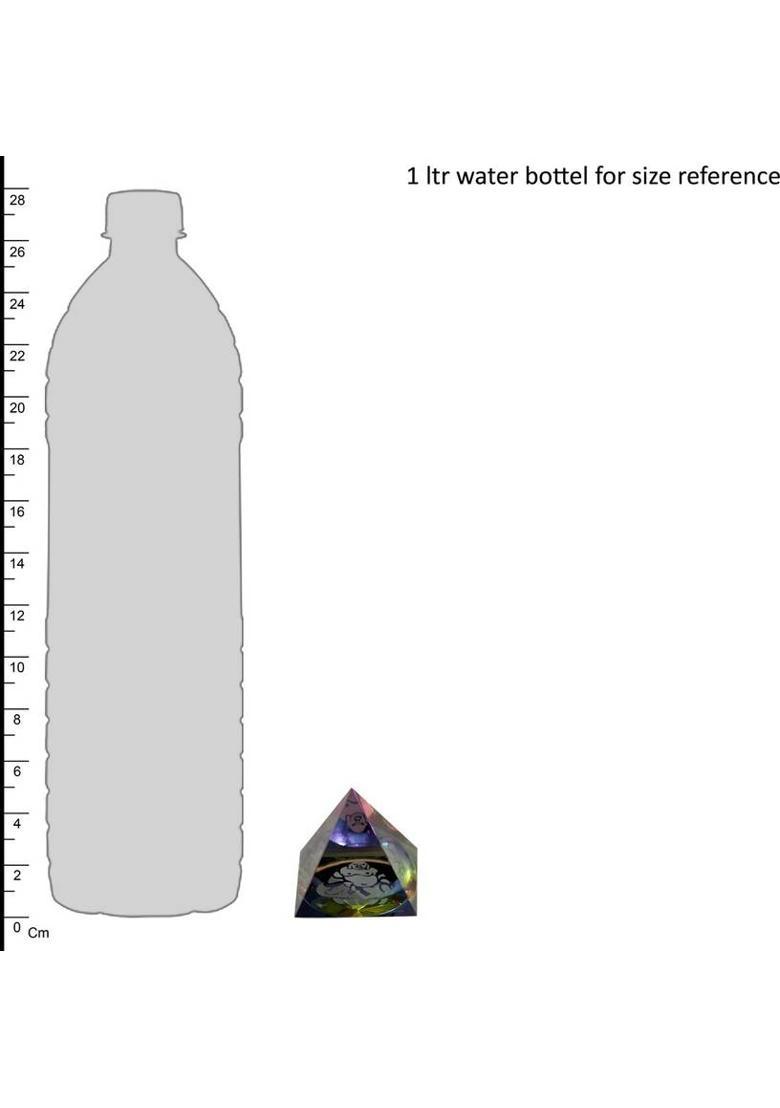 Vastu Art Vastu / Feng Shui / Crystal Pyramid Laughing Buddha inside For Positive Energy & Good Luck Decorative Showpiece - 5 cm&nbsp;&nbsp;(Crystal, Multicolor) - Indya