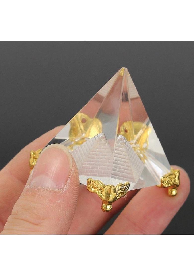 Astrodidi Feng Shui Crystal Pyramid For Positive Energy, Vastu Correction, Good Luck & Prosperity Decorative Showpiece - 5 cm&nbsp;&nbsp;(Crystal, White) - Indya