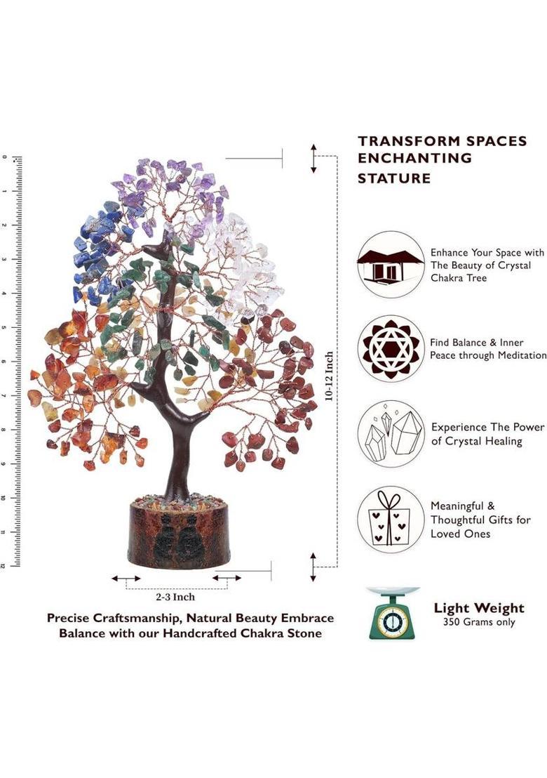 VIBESLE Seven Chakra Tree of Life - Crystal Tree - Spiritual Decor, Jade Tree Decorative Showpiece - 25 cm&nbsp;&nbsp;(Stone, Multicolor) - Indya