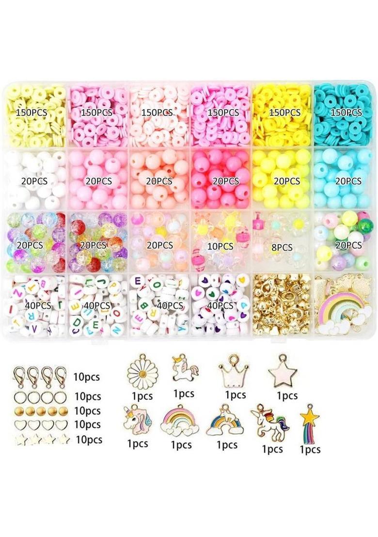 AORDEY Bracelet Making Set, Clay Beads Kit, Macaron Color Beads for Bracelet for Kids - Indya