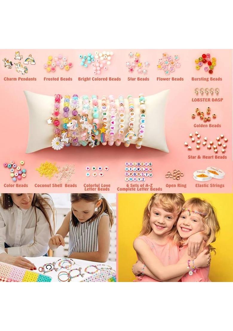AORDEY Bracelet Making Set, Clay Beads Kit, Macaron Color Beads for Bracelet for Kids - Indya