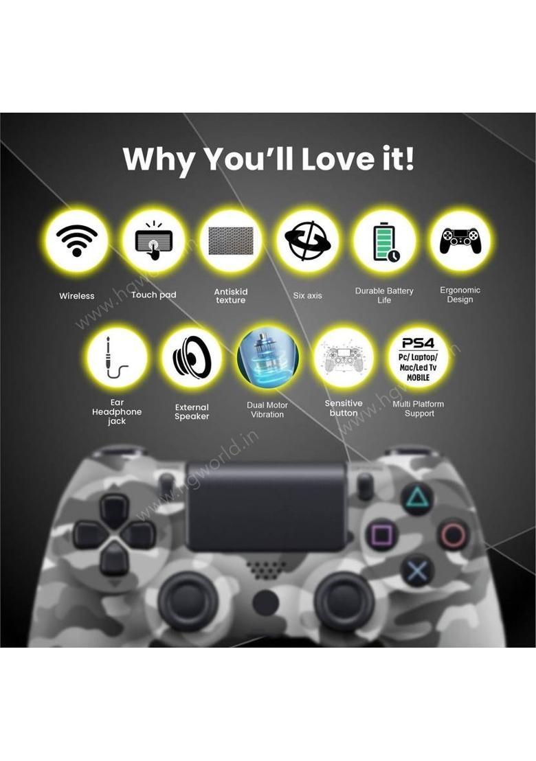 HG WORLD PS4 Controller Wireless Best Alternative to Playstation PS4 DualShock 4 Bluetooth Gamepad&nbsp;&nbsp;(Gray, For PS4, PC, Windows 10) - Indya