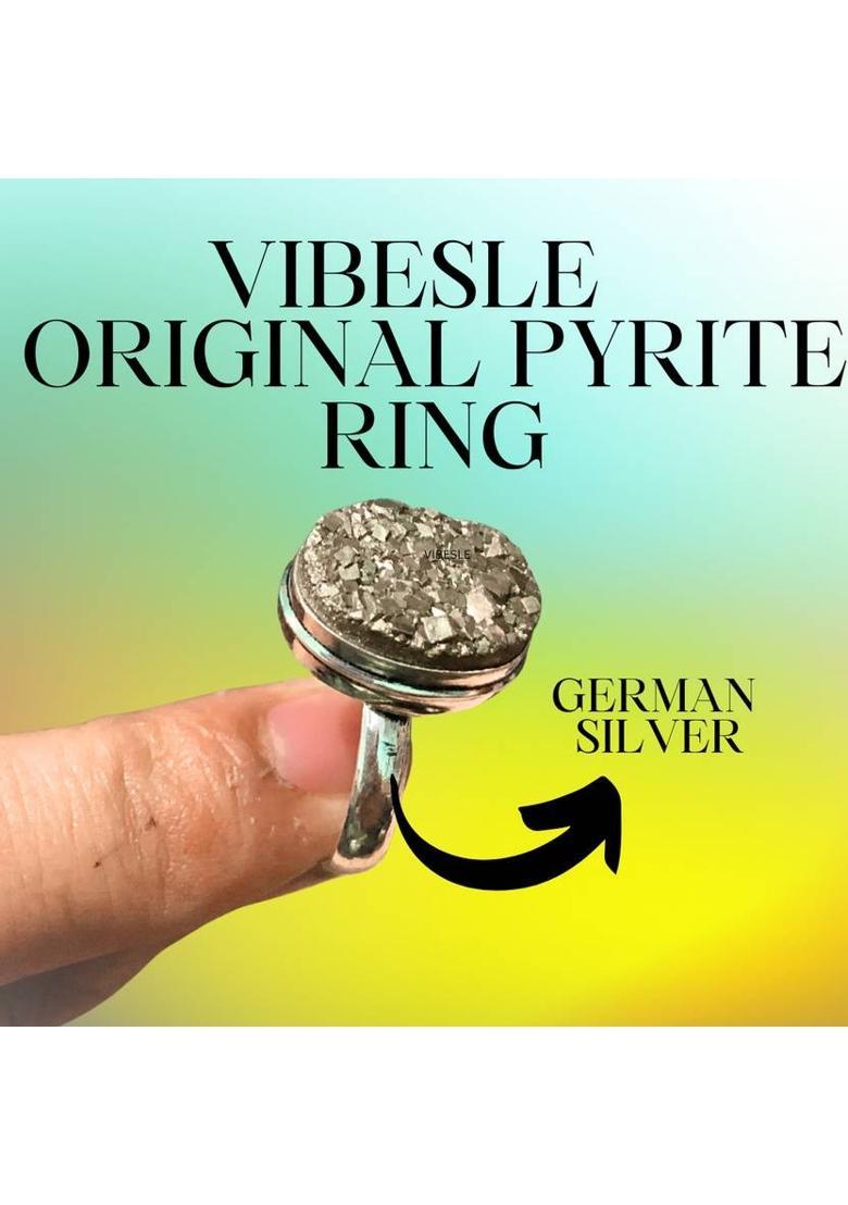 Combo of Original Pyrite Ring and Golden Pyrite Bracelet With Lab Certification Crystal Crystal Ring - Indya