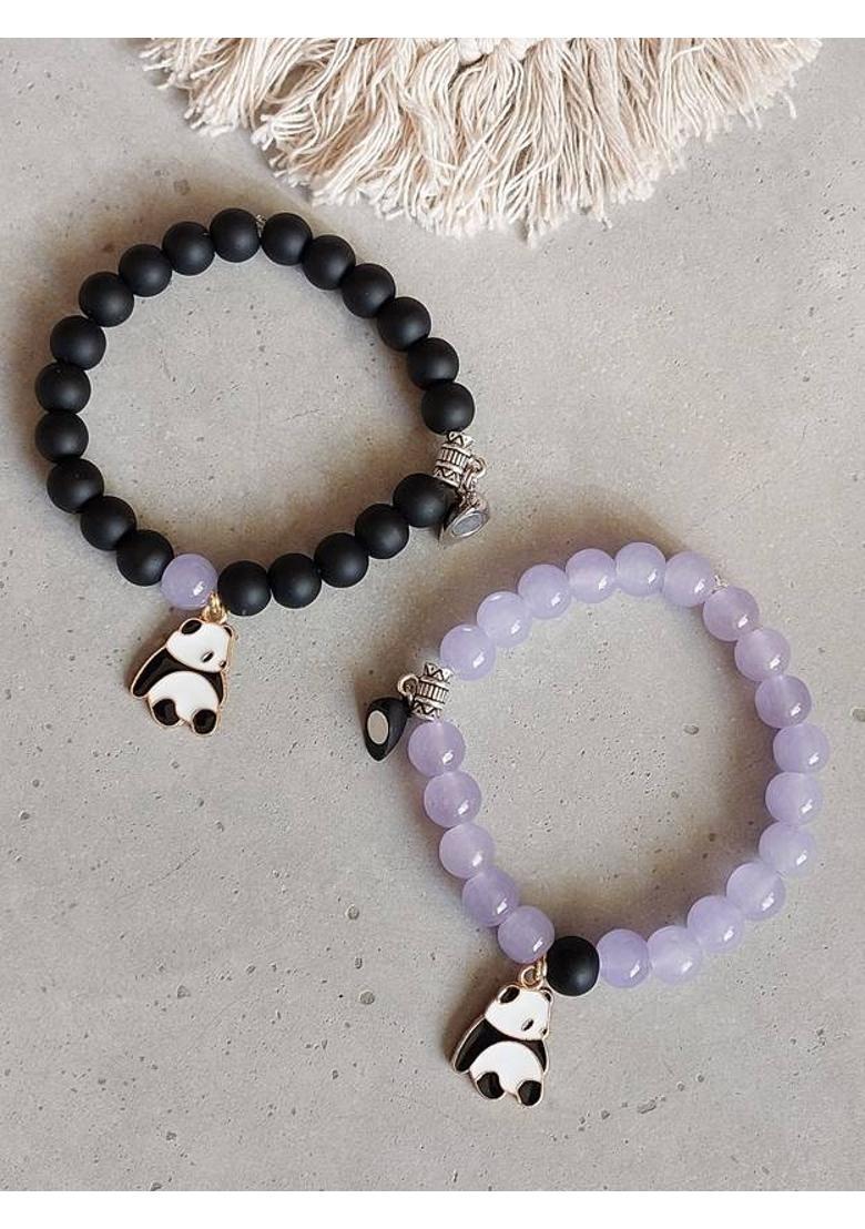 Stone, Crystal, Glass Beads Bracelet&nbsp;&nbsp;(Pack of 2) - Indya