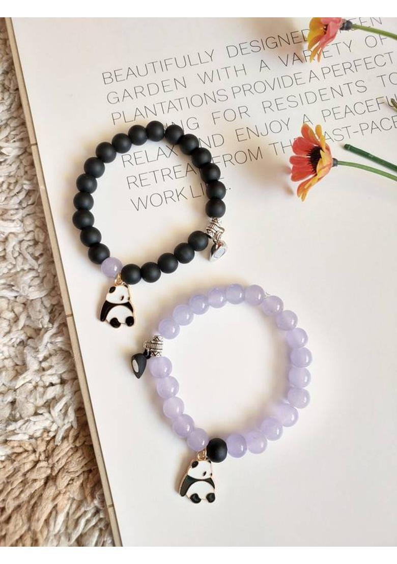 Stone, Crystal, Glass Beads Bracelet&nbsp;&nbsp;(Pack of 2) - Indya