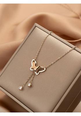 MYKI Beautiful Butterfly Shape pendent For women & girls Gold-plated Swarovski Crystal Stainless Steel Pendant