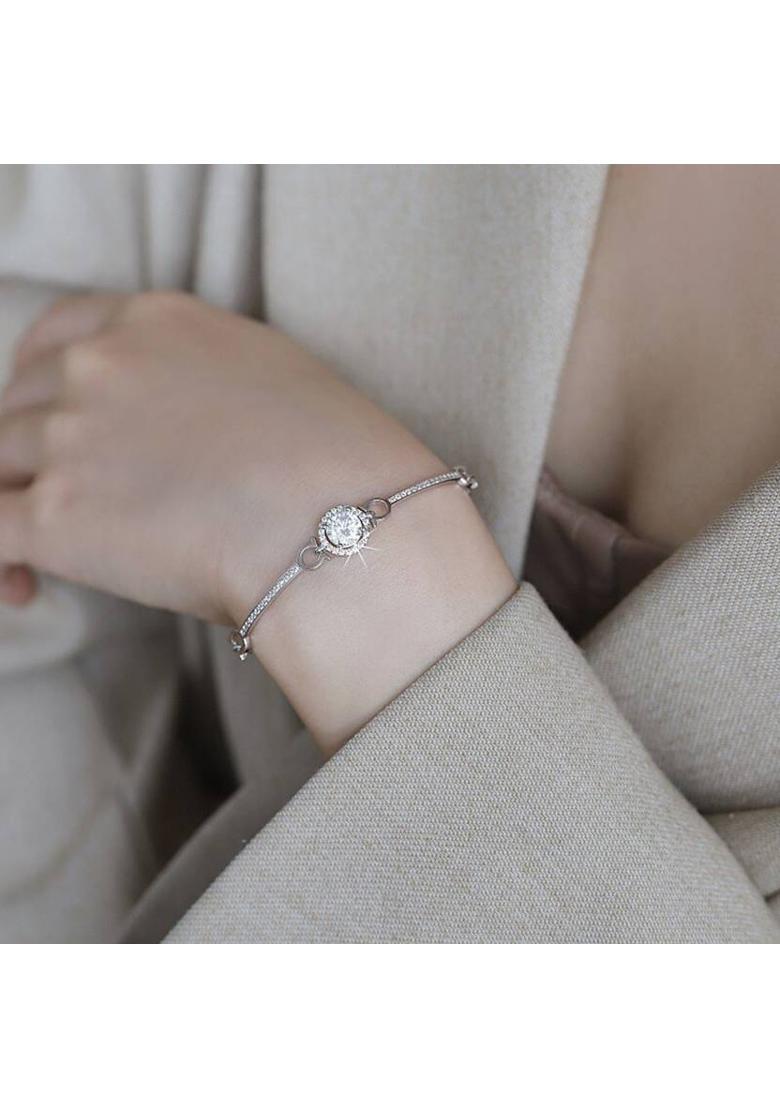 Alloy Cubic Zirconia Silver Bracelet - Indya