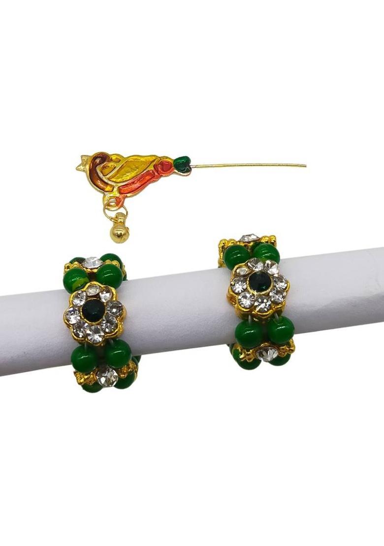 Ecommall Laddu Gopal Size 4 Jewellery Shringar Set Mukut, Mala, Bansuri, Kada, Eyes Combo Deity Ornament&nbsp;&nbsp;(Laddu Gopal Size 4) - Indya