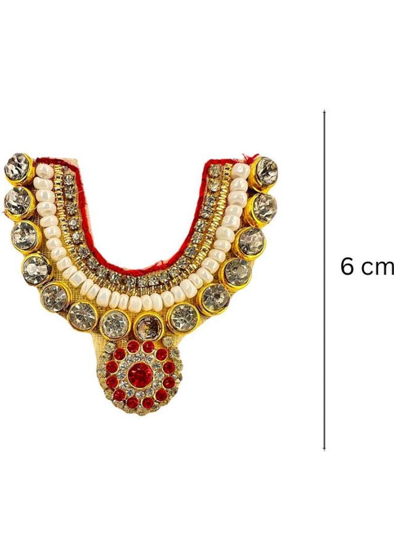 VANDITA CREATIONS Mala for God Idols, Murti, Photo Frames with strap for Adjusting Height, Premium Deity Ornament&nbsp;&nbsp;(Size 6 cm, Laddu Gopal, Ganesh Ji, Matarani, Lakshmi Ji & All God Idols, Pack of 1) - Indya