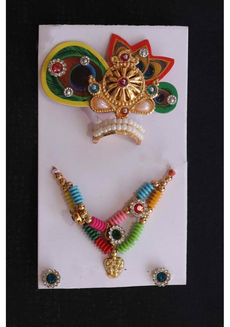 GSP Group Shreenath Ji Shringar Set Deity Ornament&nbsp;&nbsp;(Shreenath Ji, Laddu Gopal Ji Mukut Mala Shringar Set) - Indya
