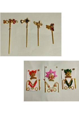 Any Fashion laddu gopal kanha ji shringar set with bansari set for all god idol multicolour Deity Ornament&nbsp;&nbsp;(matarani)