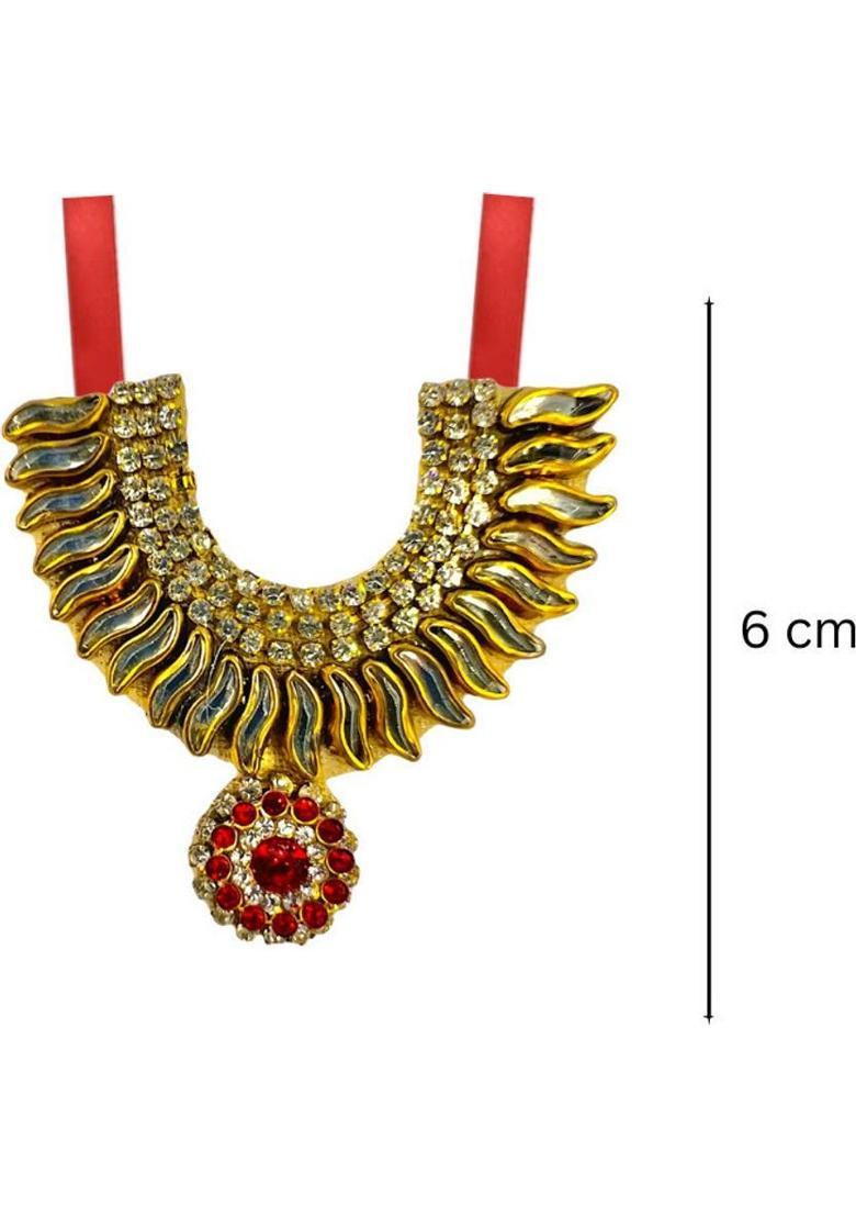 VANDITA CREATIONS Mala for God Idols, Murti, Photo Frames with strap for Adjusting Height, Premium Deity Ornament&nbsp;&nbsp;(Size 6 cm, Laddu Gopal, Ganesh Ji, Matarani, Lakshmi Ji & All God Idols, Pack of 1) - Indya