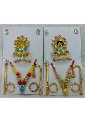 DURGA HOSIERY Metal Mukut Mala Shringar Set (SET OF 2) Deity Ornament&nbsp;&nbsp;(Laddu Gopal)
