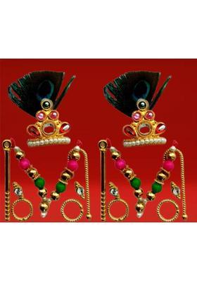 Lootnixx SHRINGAR SET ( Size 2) , MALA, MUKUT, EARING, LATHI, BASURI Deity Ornament (Laddu Gopal, kanha ji, Krishan ji, Ladoo gopal ji singaar, pack of 2 singaar laddu gopal ji Deity Ornament&nbsp;&nbsp;(Laddu Gopal, kanha ji, Krishan ji, Ladoo gopal, Bal Gopal)