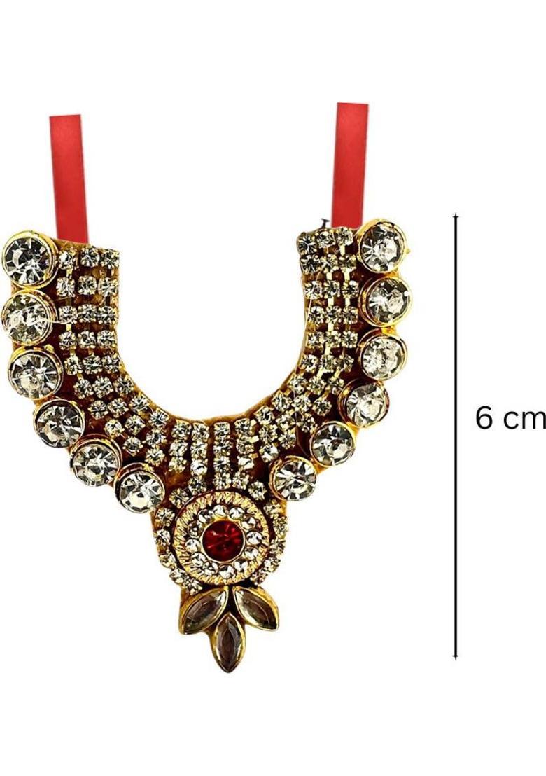 VANDITA CREATIONS Mala for God Idols, Murti, Photo Frames with strap for Adjusting Height, Premium Deity Ornament&nbsp;&nbsp;(Size 6 cm, Laddu Gopal, Ganesh Ji, Matarani, Lakshmi Ji & All God Idols, Pack of 1) - Indya