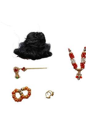 Hanu Creations Laddu Gopal ji Shringar Set of 1 Hair,1 Flute, 2 Bangle, 2 Earing, 1 Mala, Premium Deity Ornament&nbsp;&nbsp;(for Size 0,1,2 No.)