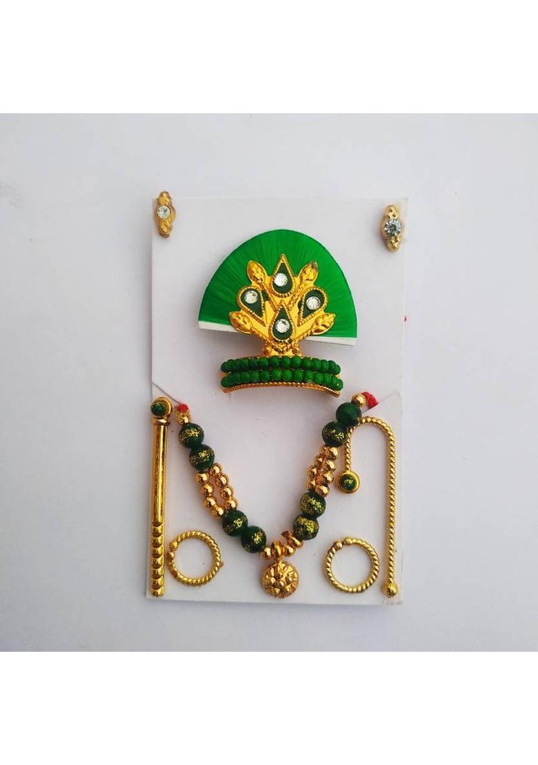 Any Fashion laddu gopal jewellery/shringar set, Pack of 3, With 1 gum/glue/wax Deity Ornament&nbsp;&nbsp;(laddu gopal, krishna, kanha ji, Thakur ji) - Indya