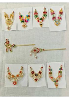 DURGA HOSIERY / ANY FASHION Laddu Gopal Ji Shringar Mala, Bansuri Set Combo Deity Ornament&nbsp;&nbsp;(mala and bansuri Combo for Krishna Bal gopal Murti Idol / Murti)