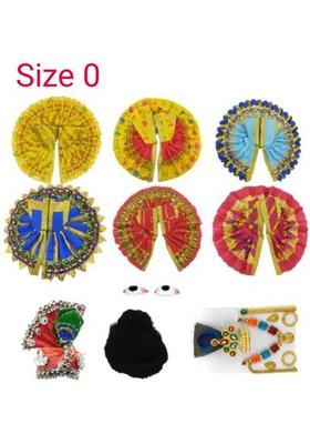 Any Fashion Laddu Gopal Combo 6 Dress,1 shringar set, 1 Hair, 1 Eyes, 1 mukut for god idol Deity Ornament&nbsp;&nbsp;(matarani)