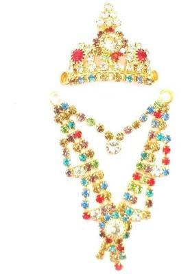 MNA Beautiful Diamond Shringar Set / Stone Mukut Mala Set For Laddu Gopal Deity Ornament&nbsp;&nbsp;(Laddu Gopal, Krishna Ji, Bal Gopal, Ganesh Ji)