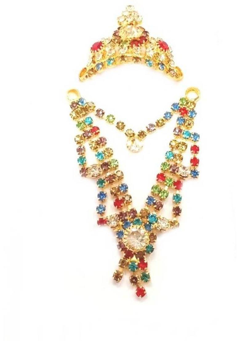 MNA Beautiful Diamond Shringar Set / Stone Mukut Mala Set For Laddu Gopal Deity Ornament&nbsp;&nbsp;(Laddu Gopal, Krishna Ji, Bal Gopal, Ganesh Ji) - Indya