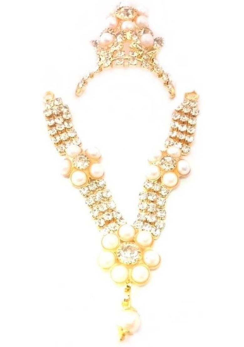 MNA Diamond Mukut Mala Set For Goddess / Thakur Ji Shringar Set Deity Ornament&nbsp;&nbsp;(Laddu Gopal, Krishna Ji, Bal Gopal) - Indya