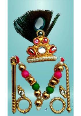 Lootnixx SHRINGAR SET ( Size 2) , MALA, MUKUT, EARING, LATHI, BASURI Deity Ornament (Laddu Gopal, kanha ji, Krishan ji, Ladoo gopal, Bal Gopal) deity ornaments Deity Ornament&nbsp;&nbsp;(Laddu Gopal, kanha ji, Krishan ji, Ladoo gopal, Bal Gopal)