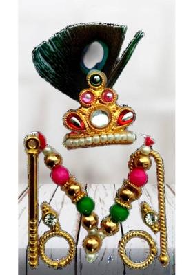 Lootnixx SHRINGAR SET ( Size 2) , MALA, MUKUT, EARING, LATHI, BASURI Deity Ornament (Laddu Gopal, kanha ji, Krishan ji, Ladoo gopal Deity Ornament&nbsp;&nbsp;(Laddu Gopal, kanha ji, Krishan ji, Ladoo gopal, Bal Gopal)