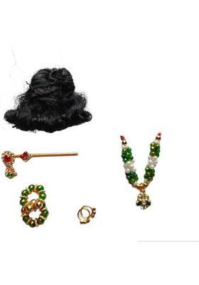 Hanu Collections flutes, Hair, Mala, Bangles, Earings, for Idol Size (0-1-2) NO. Deity Ornament&nbsp;&nbsp;(Laddu Gopal ji Shringar Combo of 1 Hair, 1 Flute, 2 Bangle, 2 Earing, 1 Mala)