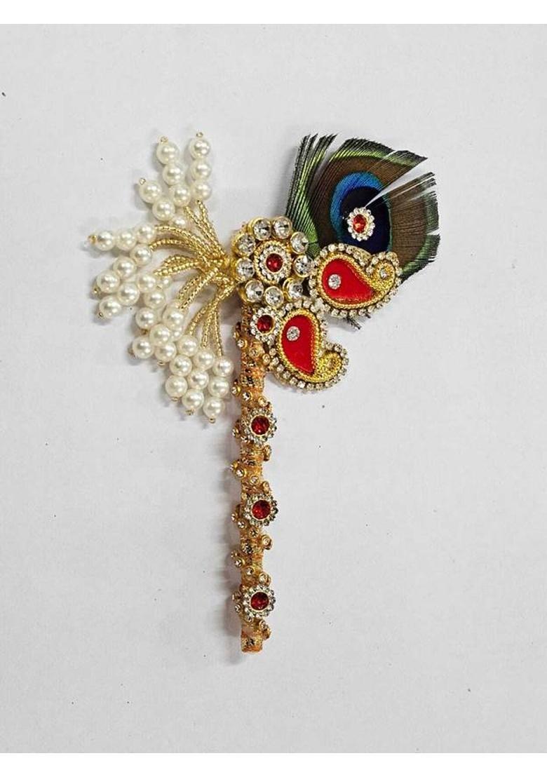 Hanu Collections flutes, Hair, Mala, Bangles, Earings, for Idol Size (0-1-2) NO. Deity Ornament&nbsp;&nbsp;(Laddu Gopal ji Shringar Combo of 1 Hair, 1 Flute, 2 Bangle, 2 Earing, 1 Mala) - Indya
