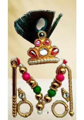 Lootnixx SHRINGAR SET ( Size 2) , MALA, MUKUT, EARING, LATHI, BASURI Deity Ornament (Laddu Gopal, kanha ji, Krishan ji, Ladoo gopal, deity ornaments Deity Ornament&nbsp;&nbsp;(Laddu Gopal, kanha ji, Krishan ji, Ladoo gopal, Bal Gopal)