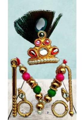 Lootnixx SHRINGAR SET ( Size 2) , MALA, MUKUT, EARING, LATHI, BASURI Deity Ornament (Laddu Gopal, kanha ji, Krishan ji, Ladoo gopal ji singaar Deity Ornament&nbsp;&nbsp;(Laddu Gopal, kanha ji, Krishan ji, Ladoo gopal, Bal Gopal)