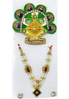 Shilpi Crafts Laddu Gopal ji Shringar set (Mukut, Mala, Studs) Deity Ornament&nbsp;&nbsp;(Laddu Gopal)